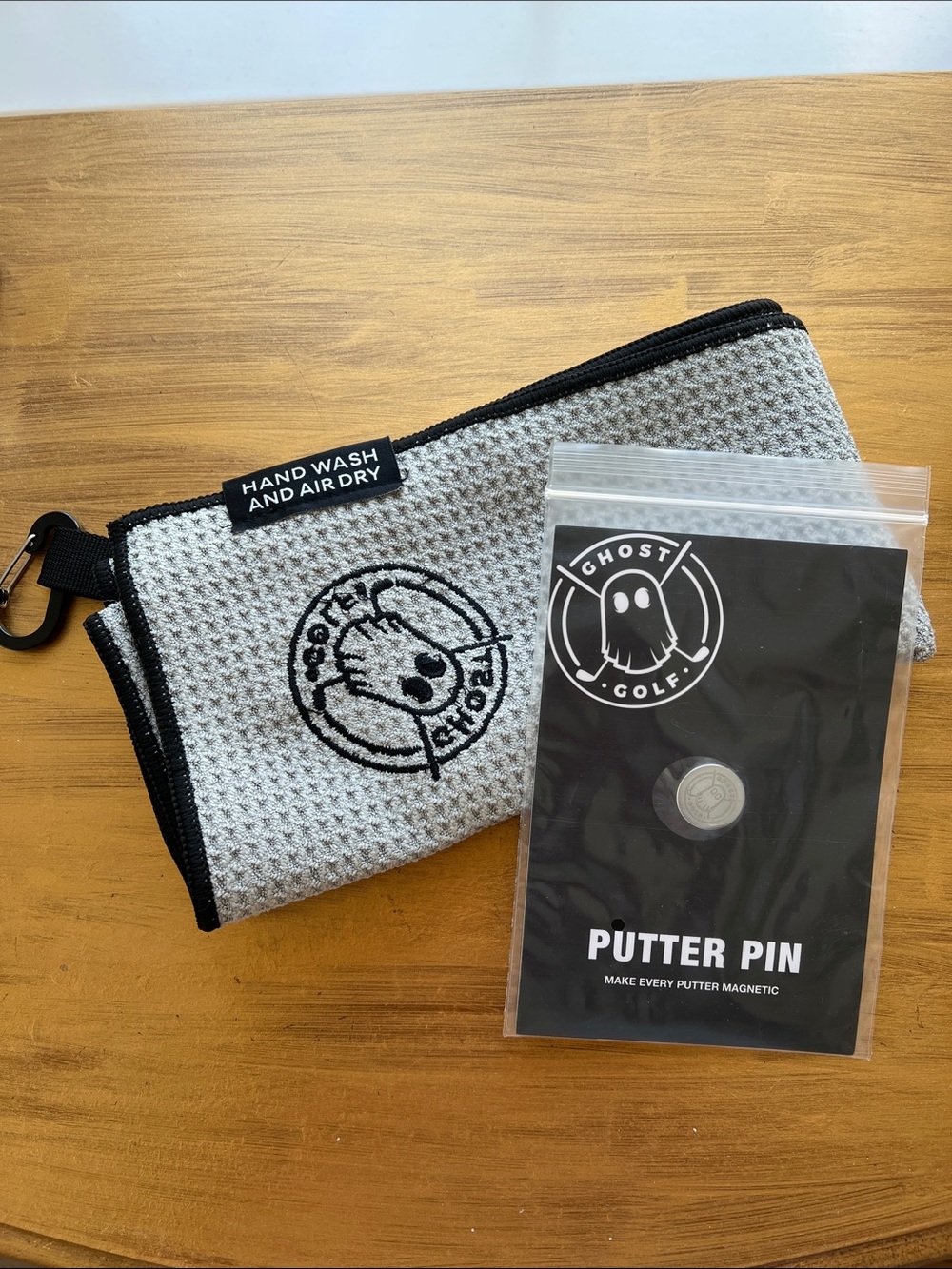 Ghost Golf Gray Waffle Towel with Magnetic Putter Pin